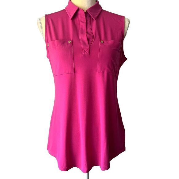 JONES NEW YORK SIGNATURE Women's Blouse Size S Pink Sleeveless Pockets Stretch‎ - Picture 1 of 13